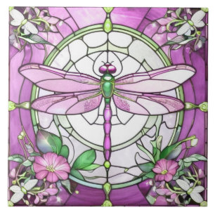 Dragonfly Magenta, rosa e vidro branco manchado