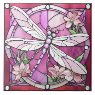 Dragonfly Magenta, rosa e vidro branco manchado