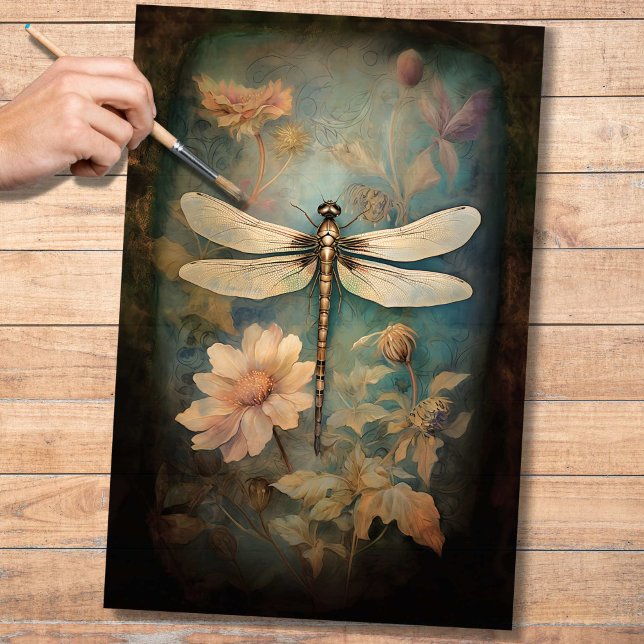 Dragonfly no Floral 2 Papel de Decoupage (Criador carregado)