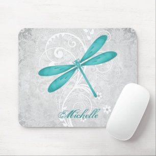 Dragonfly Personalizada Mousepad Teal