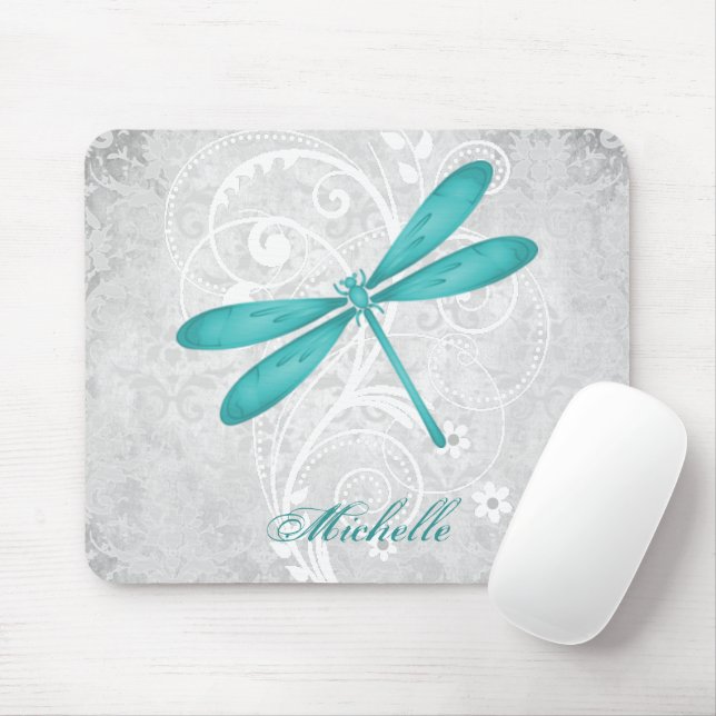 Dragonfly Personalizada Mousepad Teal (Com mouse)