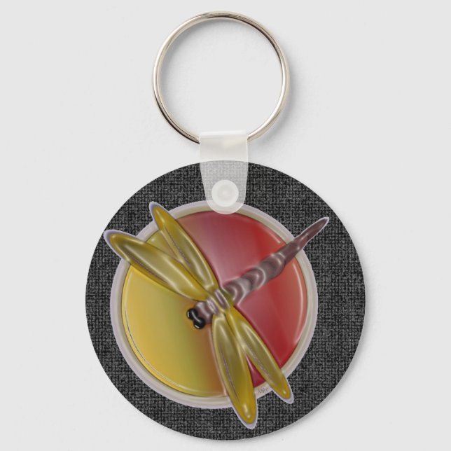 Dragonfly (preto) Chaveiro redondo (Frente)