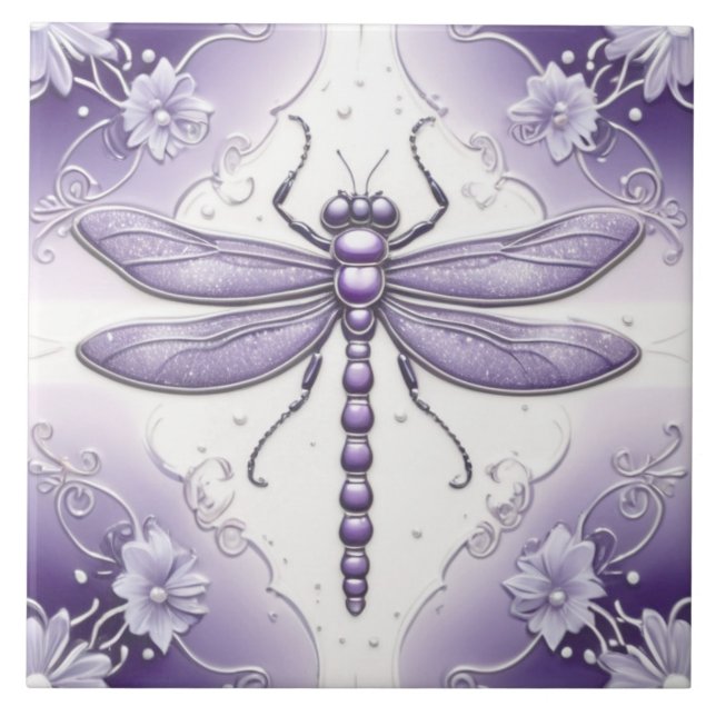Dragonfly Purple e White Flower Art (Frente)