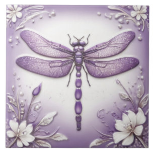 Dragonfly Roxo e Arte Floral Branca