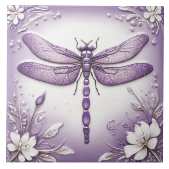 Dragonfly Roxo e Arte Floral Branca (Frente)