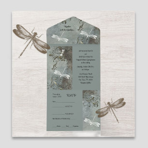 Dragonfly Sonha Tudo em Um Convite De Casamento