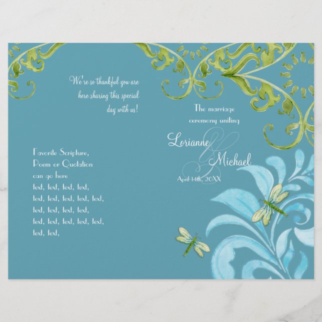 Dragonfly Swirls Scroll Chic Modern Floral Invite (Frente)
