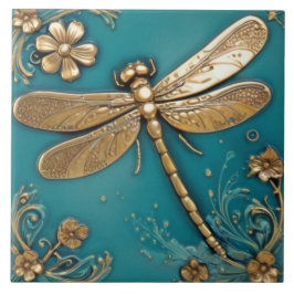 Dragonfly Turquoise Teal & Faux Dourado Faux Alivi