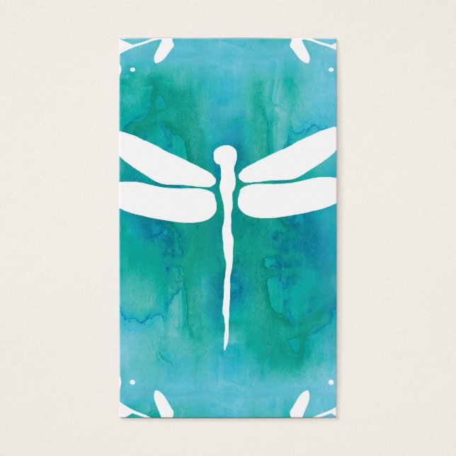 Dragonfly Watercolor White Aqua Blue Dragonlies (Frente)