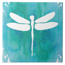 Dragonfly Watercolor White Aqua Blue Dragonlies