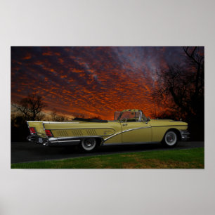 Dramatic 1958 Buick convertível poster