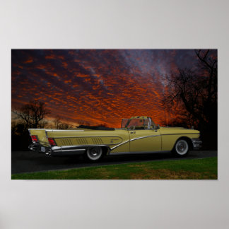 Dramatic 1958 Buick convertível poster