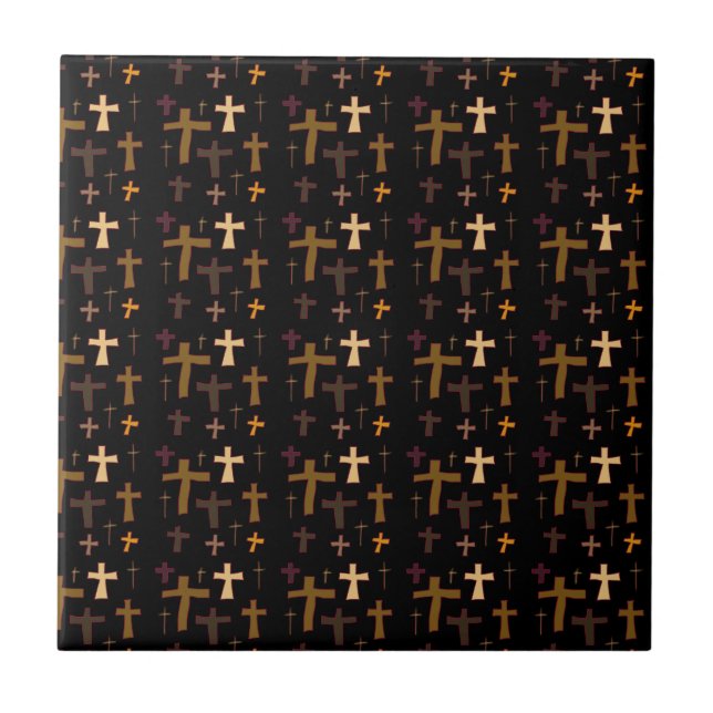 Dramatic Multicolored Christian Crosses on Black (Frente)
