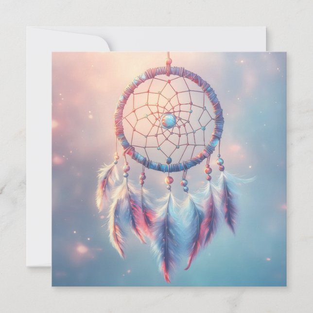 Dream Catcher com Penas e Miçangas Suaves (Frente)