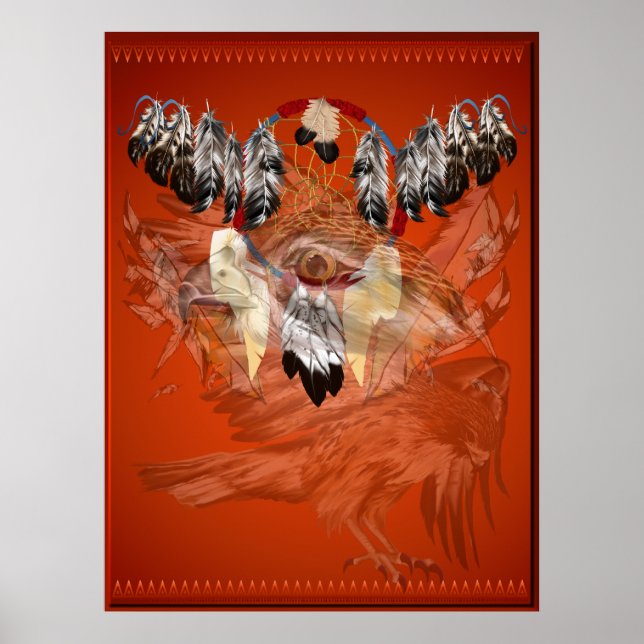 Dream Catcher Hawk Face Posters (Frente)