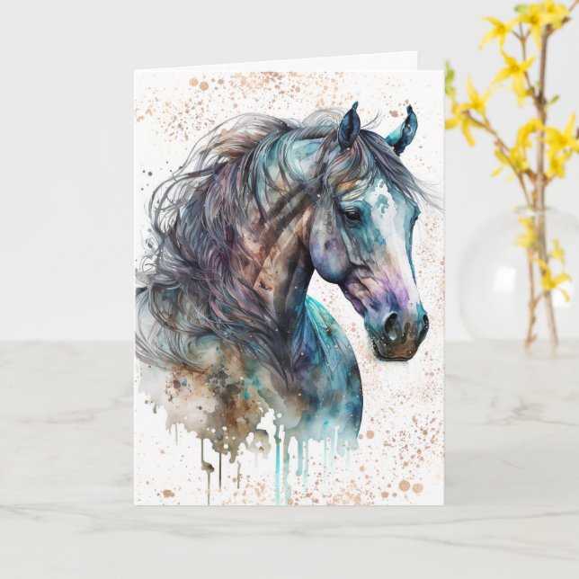 Dream Horse | Design de Aquarela | Cartão Saudável (Flor Amarela)