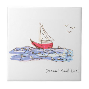 Dream Sail Live Sea Boat Seagull Sketch