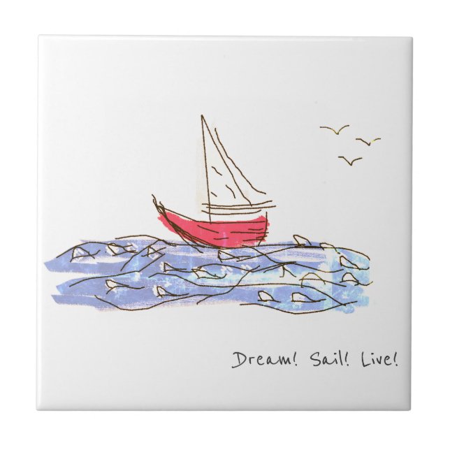 Dream Sail Live Sea Boat Seagull Sketch (Frente)