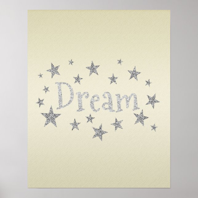 Dream Yellow com Silver Glitter Poster (Frente)