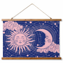Dreamay Blue Vintage Celestial Sol e Lua Rosa Cele