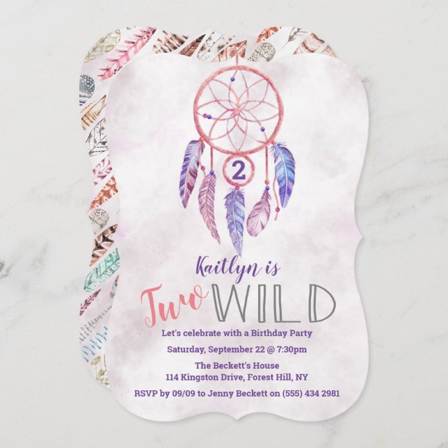 Dreamcatcher Dois Convites De segundo aniversário  (Frente/Verso)