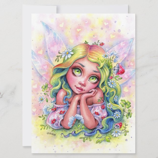 Dreamfae Fairy Girl Fantasy Flower Art Card (Frente)