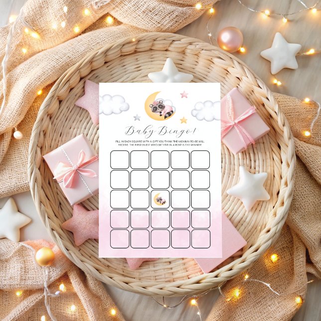 Dreamover Sobre o Jogo do Chá de fraldas da Moon G (Dreamy Over the Moon Girl Baby Shower Bingo Game)