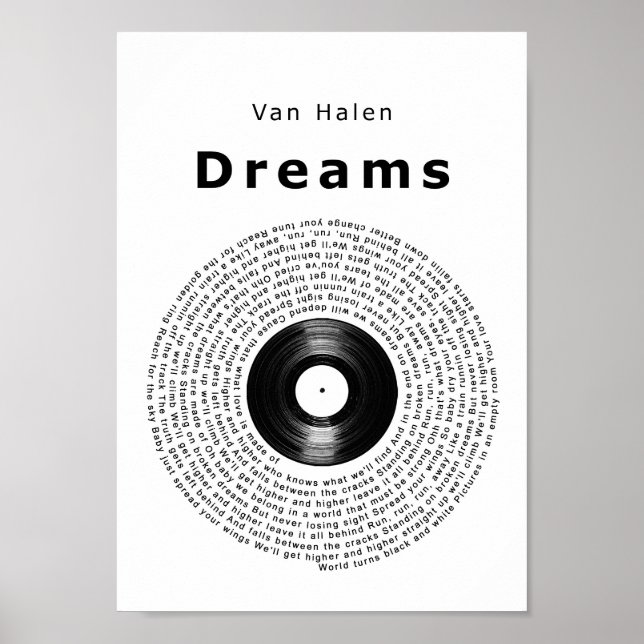 Dreams Vinyl Record Song Lyric Wall Art Impressão (Frente)