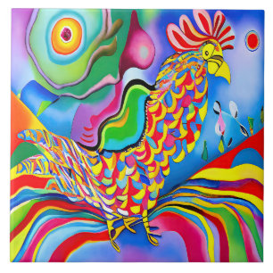 "Dreamscape Bird". Um cockerel surreal de abstrato