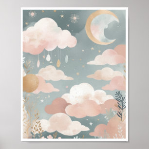 dreamy boho abstrato art, crianças Wall Poster Dec