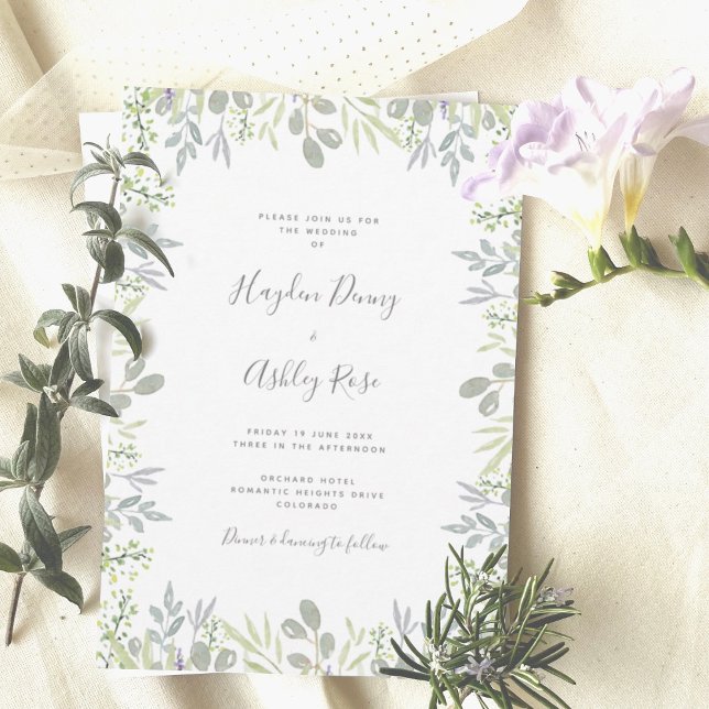 Dreamy botanical greenery Convite para Casamento (Criador carregado)