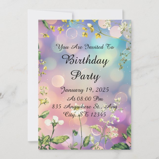 Dreamy Floral Birthday Convite (Frente)