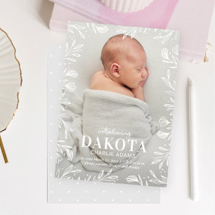 Dreamy Foliage Modern Baby Birth Anúncio