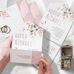 Dreamy Foliage Wedding Blush Pink ID817