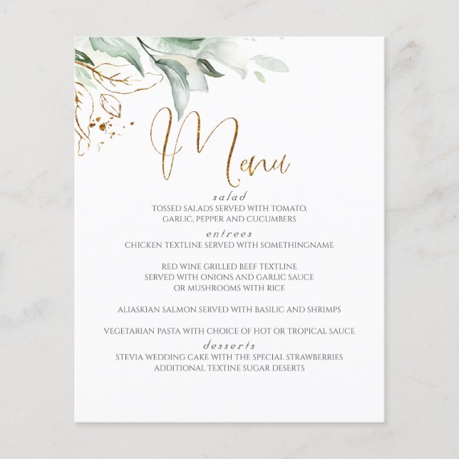 Dreamy Greenery e Eucalyptus Saem do Menu Casament (Frente)