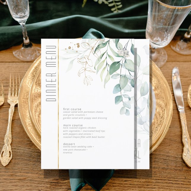Dreamy Greenery Wedding Menu V2 Green/Blue ID817 (Criador carregado)
