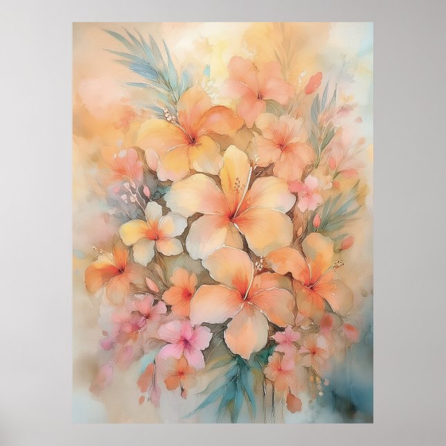 Dreamy Hawaiian Hibiscus Poster (Frente)