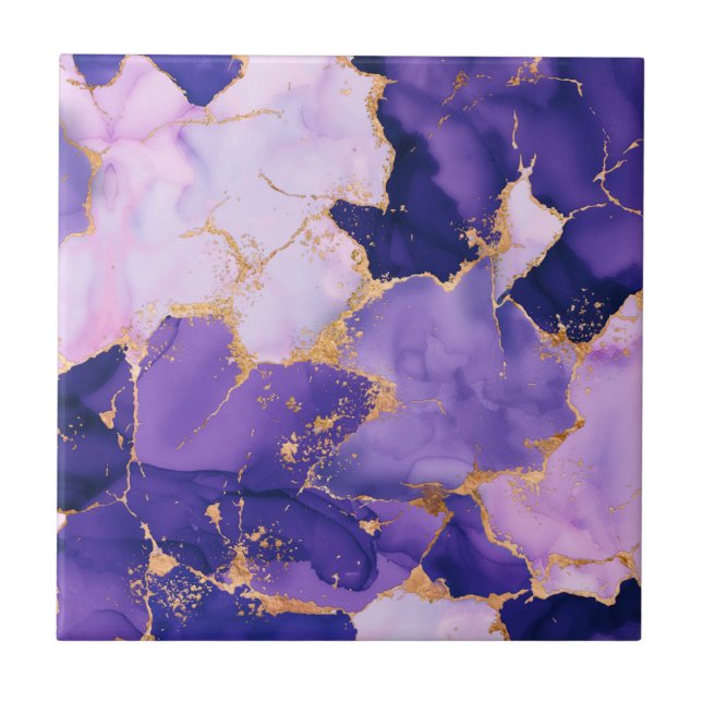 Dreamy Lavender alcohol inks and gold (Frente)