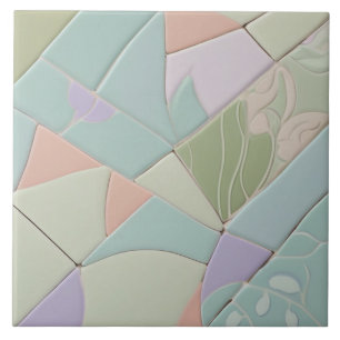 Dreamy Mint Abstrato Modern Pastel Faux Mosaico