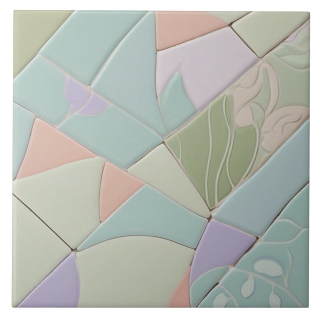Dreamy Mint Abstrato Modern Pastel Faux Mosaico (Frente)