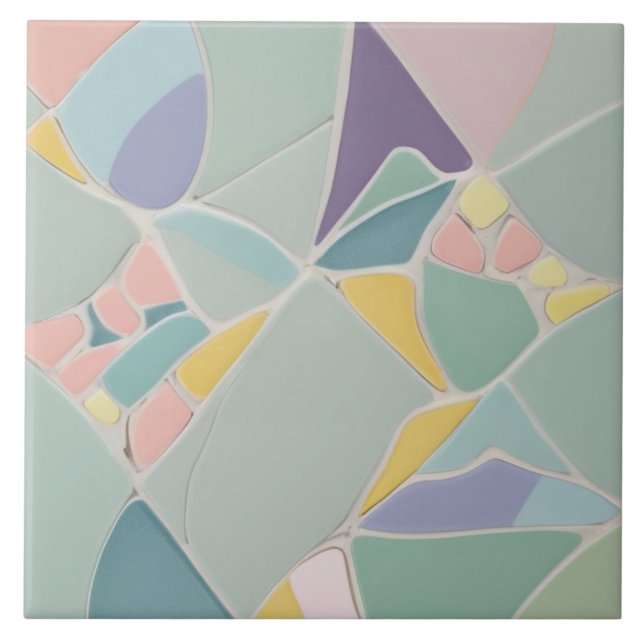 Dreamy Mint Abstrato Modern Pastel Mosaico (Frente)