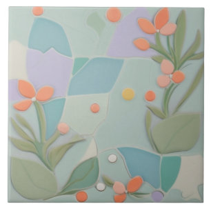 Dreamy Mint Floral Abstrato Modern Pastel Flowers