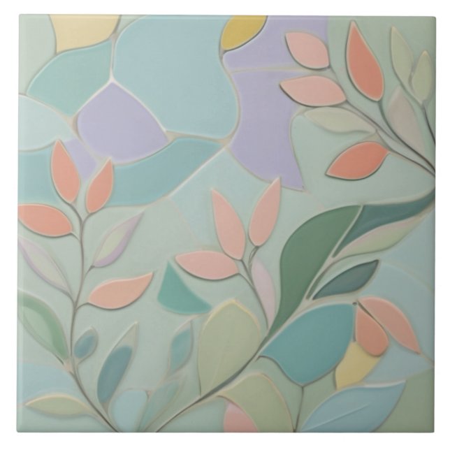 Dreamy Mint Floral Abstrato Modern Pastel Flowers (Frente)