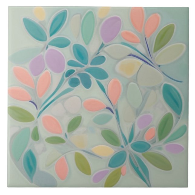Dreamy Mint Floral Abstrato Modern Pastel Flowers (Frente)