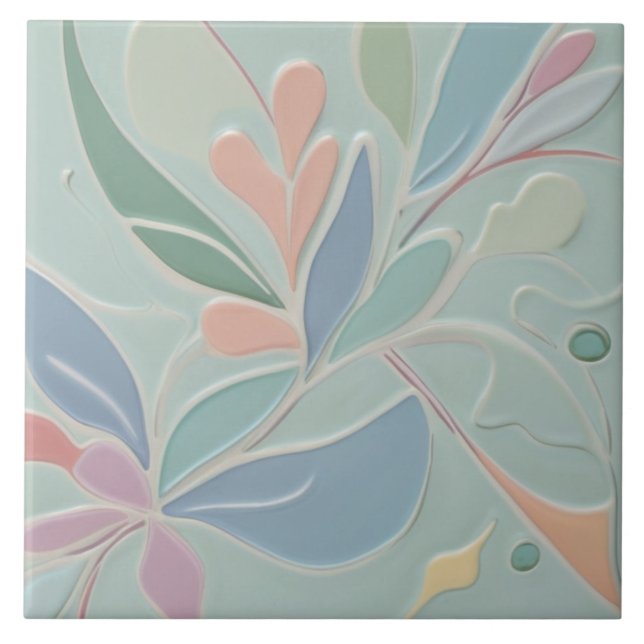 Dreamy Mint Floral Abstrato Modern Pastel Flowers (Frente)