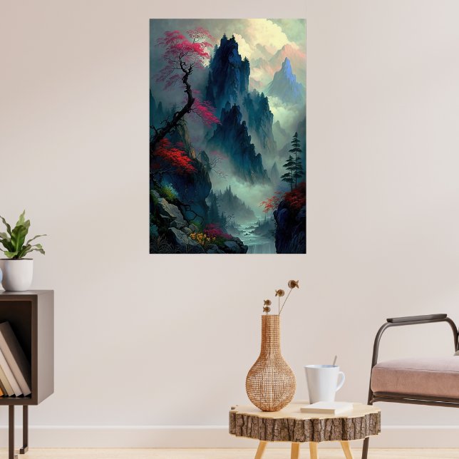 Dreamy Misty Mountain Landscape Poster (Sala de Estar 3)