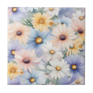 Dreamy Pastel Daisies Padrão Watercolor