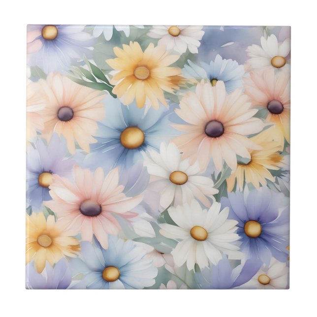 Dreamy Pastel Daisies Padrão Watercolor (Frente)