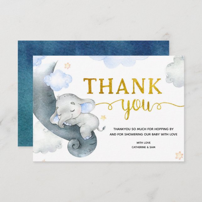 Dreamy Stars Elephant Boy Cartões de agradecimento (Frente/Verso)