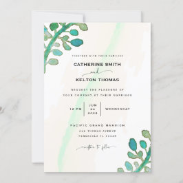 Dreamy Watercolor Elegant Greenery Wedding Convite